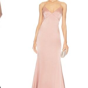 NWT $495 Alice + Olivia Julietta Slip Dusty Rose Formal Gown Bridesmaid Wedding